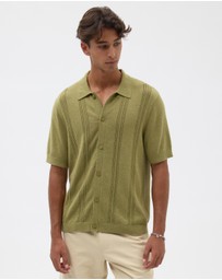 AERE - Silk Blend Textured Stripe Knit Shirt