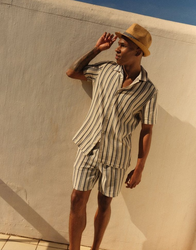 NEXT - Textured Stripe Short Sleeve Shirt