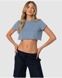 EDIKTED - Stripey Cropped T Shirt