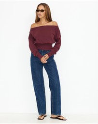 Dazie - Chill Vibes Off Shoulder Jumper
