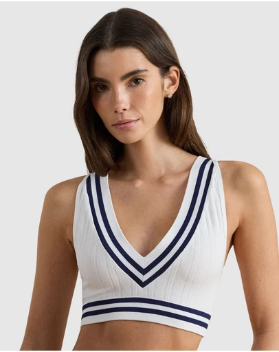 Lauren by Ralph Lauren - Cricket Cable Knit Lightly-Lined Crop Top Bra