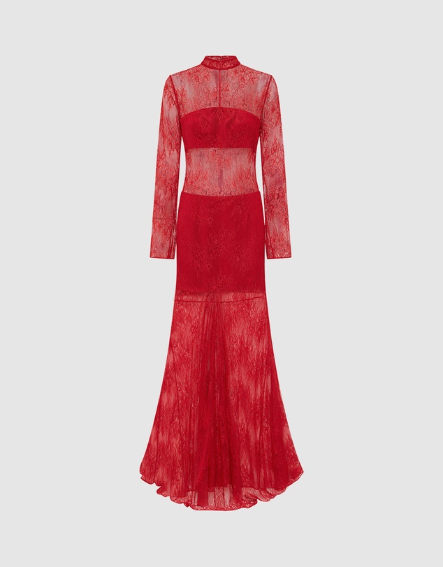 Shona Joy - Labyrinth Lace High Neck Maxi Dress