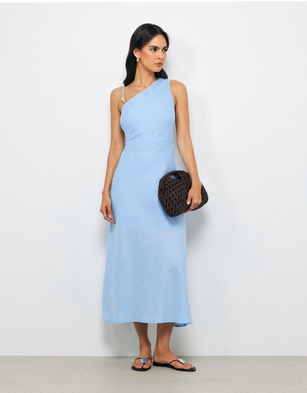 AERE - Gigi Beaded Linen Midi Dress
