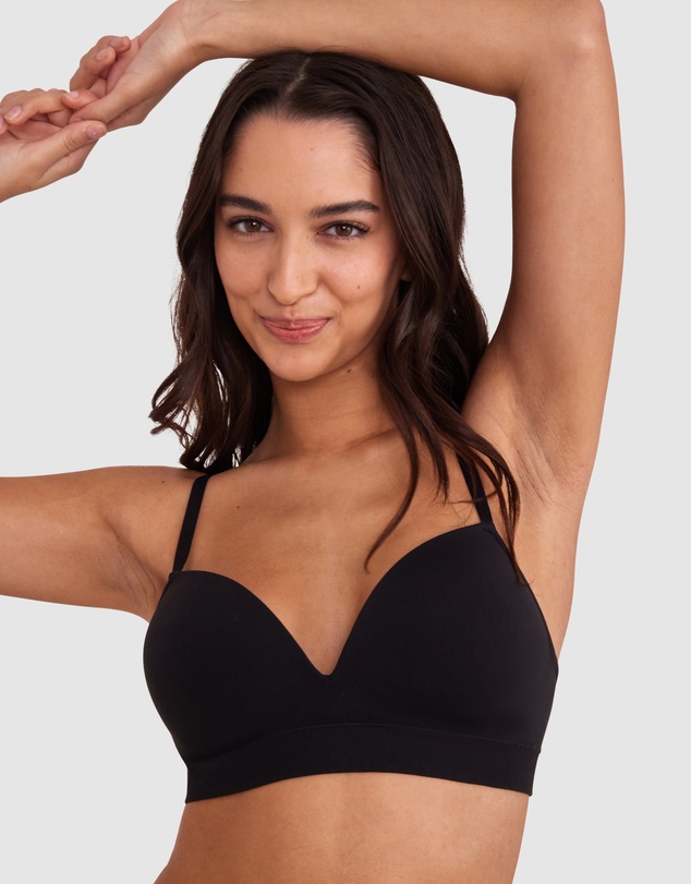 Bras N Things - Base Layers Plunge Wirefree Bra - Black