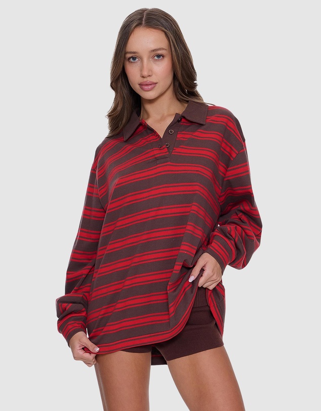 Thrills - Conditions Apply Stripe Long Sleeve Polo