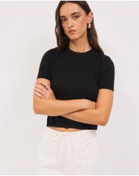 Calli - Melton Fitted Knit Tee
