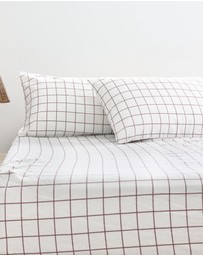 Bambury - Grid Boysenberry Flannelette Fitted Sheet Set