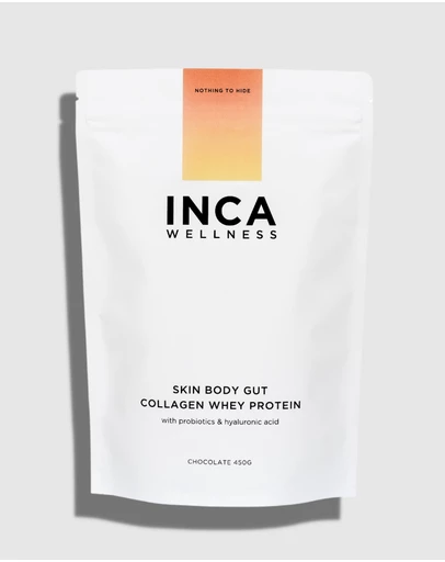 Inca Organics - Skin Body Gut Collagen Whey Protein + Hyaluronic Acid + Probiotics (Chocolate)