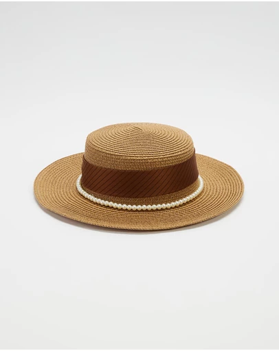 Mossée - Lucy Handmade Pearl Straw Woven Hat
