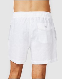 Vacay Swimwear - White Linen Shorts