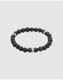 Kuzzoi - ICONIC EXCLUSIVE - Bracelet Lava Black Vintage in 925 Sterling Silver Gold Plated