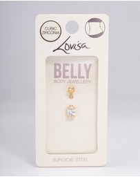 Lovisa - Gold Plated Surgical Steel Cubic Zirconia Classic Claw Belly Ring