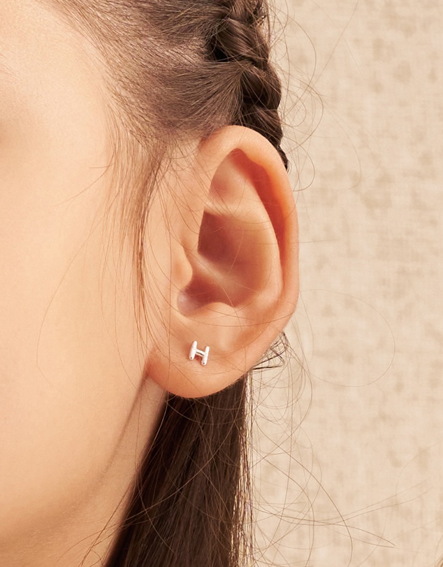 Wanderlust + Co - Alphabet Bubble Silver Stud Earrings - Letter M