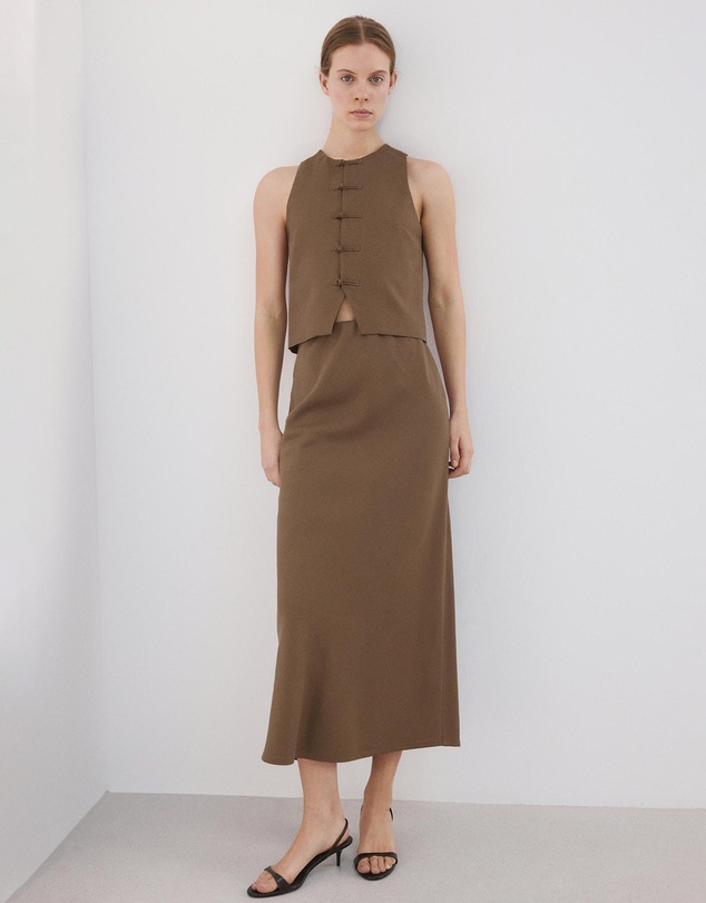 M.N.G - Linen-Blend Straight Skirt