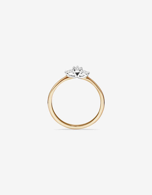 Michael Hill - 0.15 Carat TW Three Stone Pear Cut Diamond Promise Ring in 10kt Yellow and White Gold