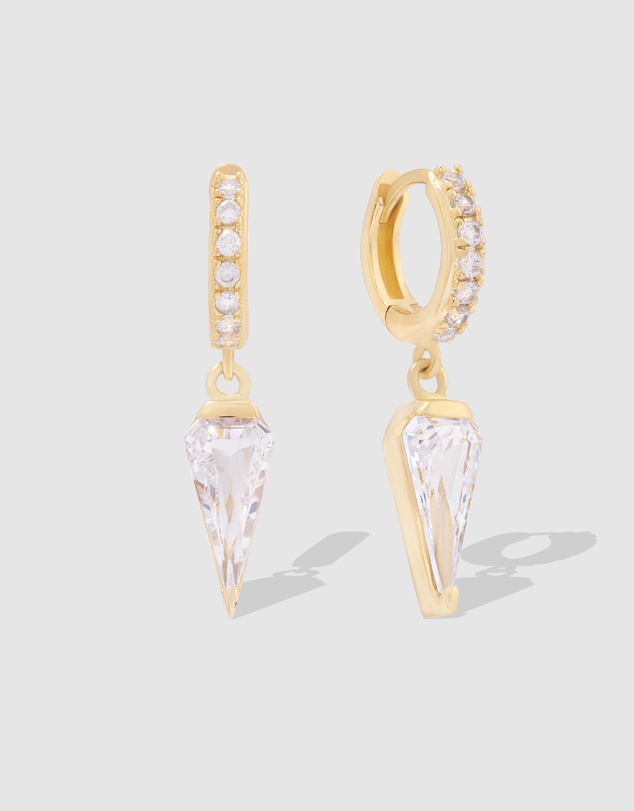 Wanderlust + Co - Diamond Gem Gold Baby Huggie Earrings