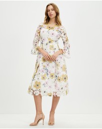 Pink Ruby - Night Flower Bell Sleeve Dress