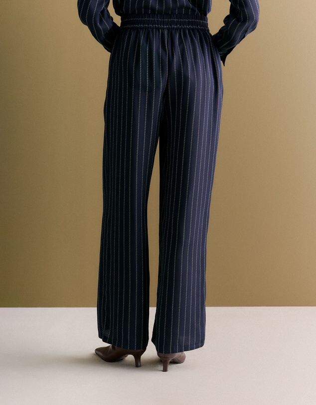 Trenery - Rope Stripe Pull On Pant in Navy