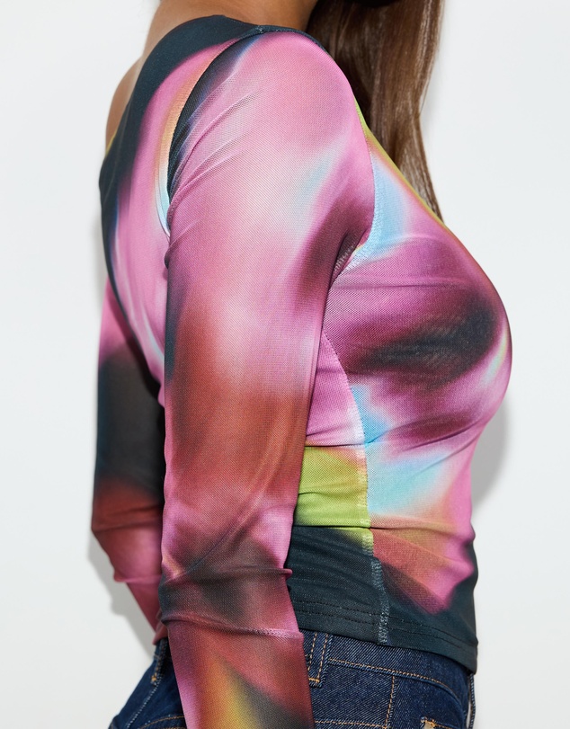 Dazie - Alina Asymmetrical Mesh Top