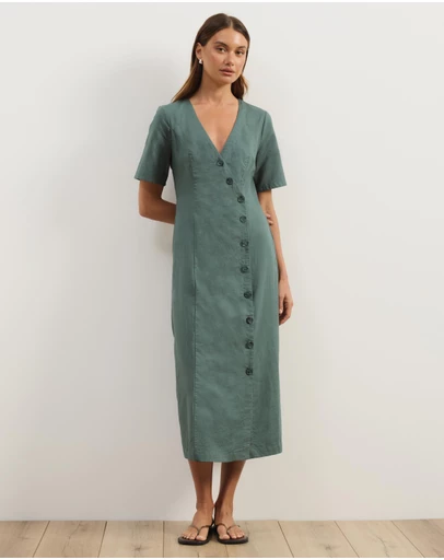 Atmos&Here - Alice Asymmetric Wrap Midi Dress