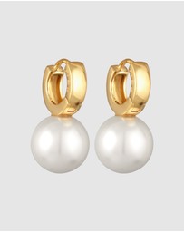 Elli Jewelry - Earrings Creoles Elegant with Glass Bead in 925 Sterling Silver Gold Plated