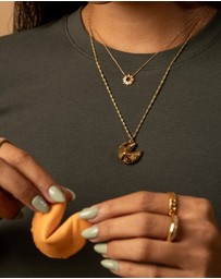 Wanderlust + Co - Fortune Cookie Gold Locket Necklace