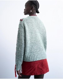 TOPSHOP - Knitted Argyle Embroidered Jumper