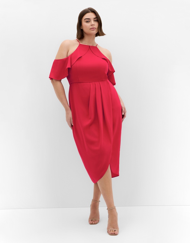 City Chic - Love Siren Ruffle Shoulder Dress