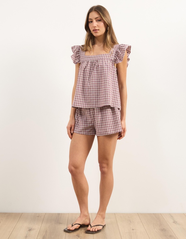 Atmos&Here - Lola Flannel Check Cami Shorts Set