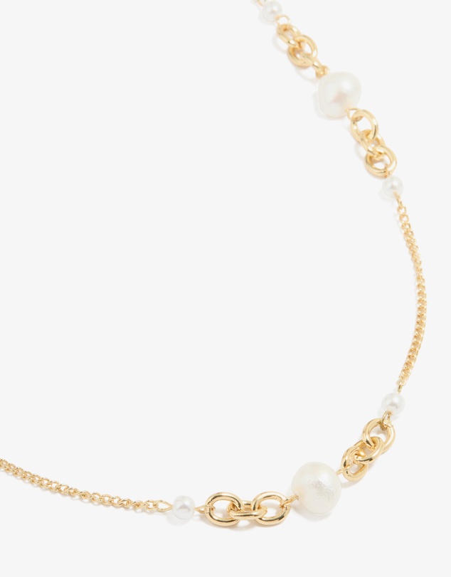 Lovisa - Gold Plated Freshwater Pearl & Mini Link Necklace