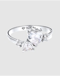 Elli Jewelry - Ring Crystal Hearts 925 Sterling Silver