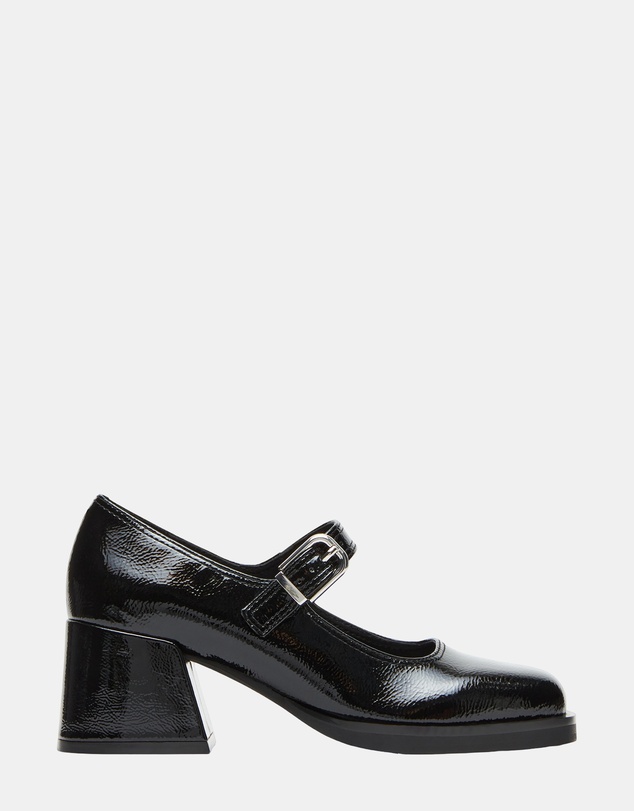 Steve Madden - Lisbon Black Crinkle Patent Mary Jane Loafers