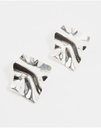 Lovisa - Silver Plated Warped Metal Stud Earrings