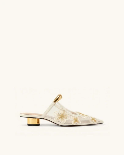 JW PEI - Helena Pierced Floral Mesh Mules