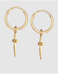 Elli Jewelry - Earrings Hoops Cross 925 Sterling Silver Gold-Plated