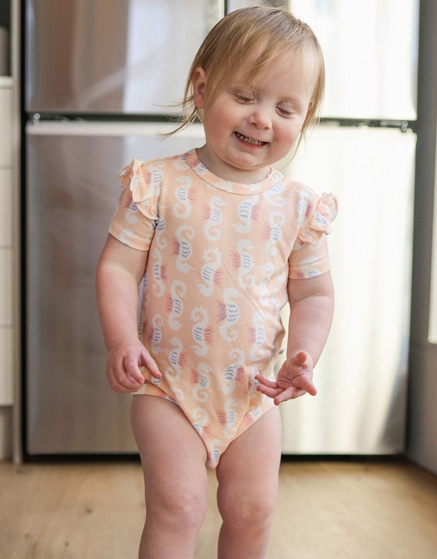 Kynd Baby - Frill Short Sleeve Bodysuit in Seahorse