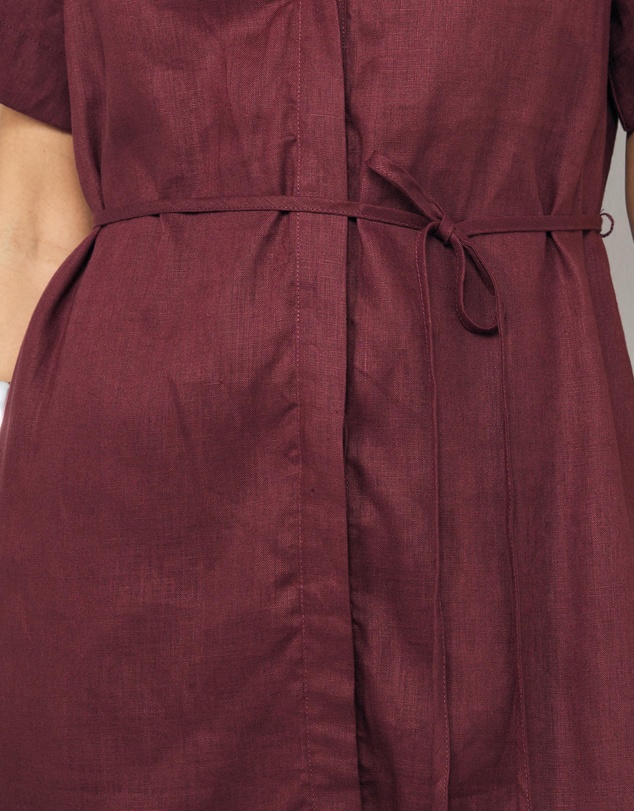AERE - Cery Linen Short Sleeve Midi Dress