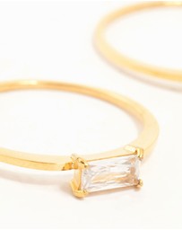 Lovisa - Waterproof Gold Plated Stainless Steel Baguette Cubic Zirconia Rings 2-Pack