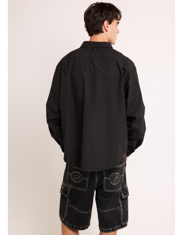 Black Noise White Rain - Oliver Tech Long Sleeve Shirt