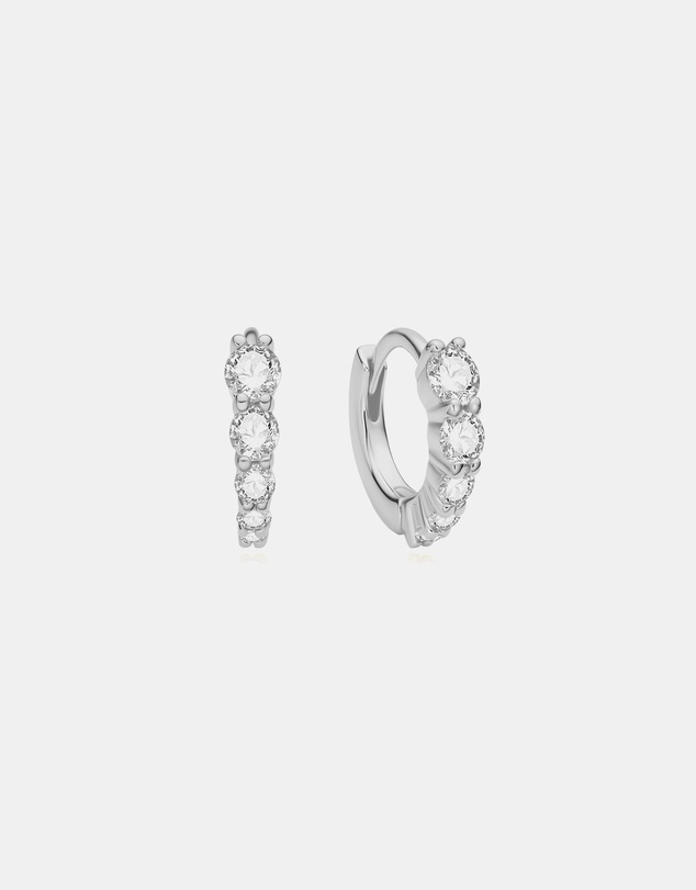 Ania Haie - Silver Graduated Sparkle Huggie Hoop Earrings