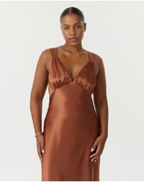 Third Form - Satin Gather Bra Bias Slip Dress