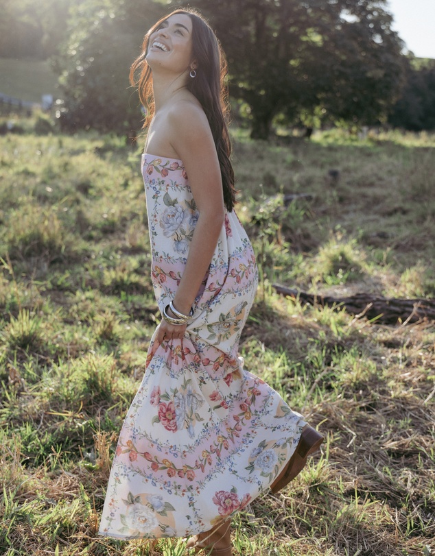 Petal & Pup - Amora Strapless Maxi Dress - Rose Tile