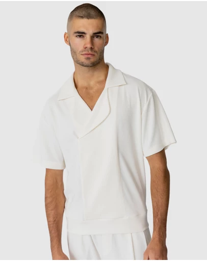 Justin Cassin - Henrik Ribbed Short Sleeve Tie Shirt