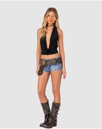 EDIKTED - Deep Cowl Neck Open Back Top