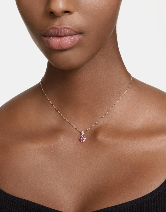 Swarovski - Chroma pendant, Heart, Red, Gold-tone plated