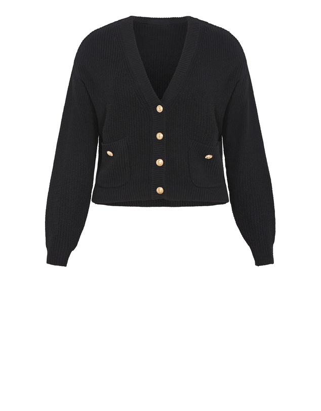 City Chic - Plus size Chloe True Knit Cardigan - black