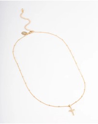 Lovisa - Gold Plated Brass Cubic Zirconia Paved Cross Necklace