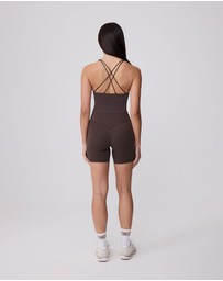 Upstate - Air Sculpt Strappy Sports Tank - Ground Coffee