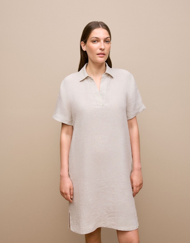 trenery linen dress Trenery Linen Button Detail Shirt Dress in Butter