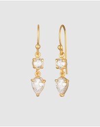 Elli Jewelry - Earrings Ear Hanger Drop Solitaire Sparkling with Zirconia in 925 sterling silver gold plated